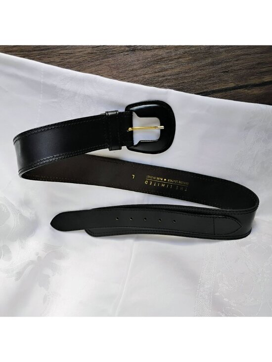 Wide Black Leather Belt Made In Italy by The Limited Size L Vintage 80s 90s main image 4